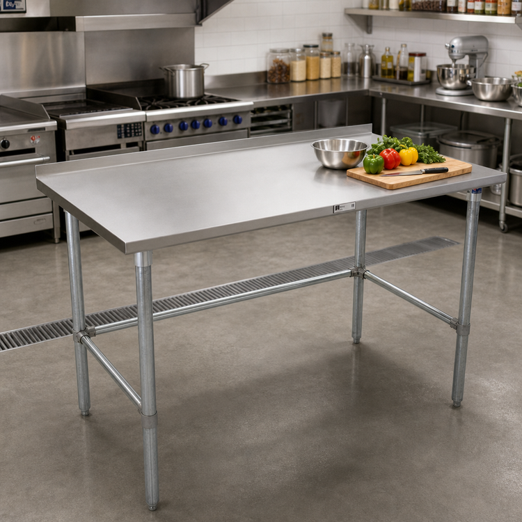 Product image #2 for John Boos Stallion 72-Inch x 24-Inch Stainless Steel Work Table with 1-1/2-Inch Rear Up-Turn and Galvanized Base