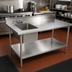 Thumbnail image #2 for John Boos 60-Inch x 30-Inch Stainless Steel Work Table with Left Prep Sink, 5-Inch Backsplash, Undershelf, and Faucet