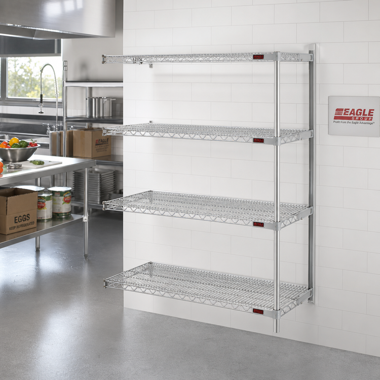 Product image #2 for Eagle Group A4-74-2442S 4-Tier Add-On Wire Shelving Unit, 42"W x 24"D x 74"H, Stainless Steel Finish