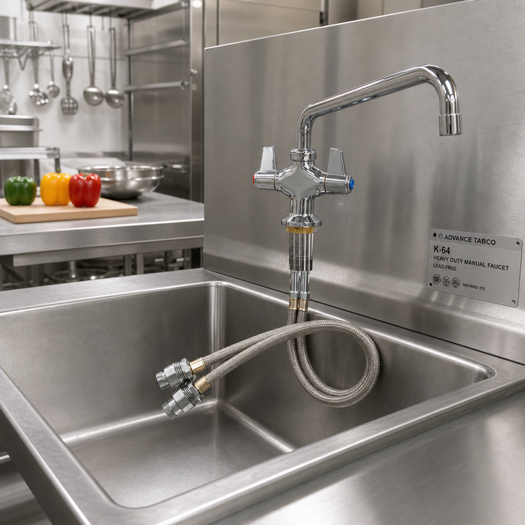 Product image #2 for Advance Tabco K-64 Heavy Duty Manual Faucet with 8-Inch Swing Spout, Lead Free