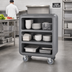 Thumbnail image #3 for Cambro Service Cart Pro Medium Polyethylene Bus Cart with 3 Ribbed Shelves and Closed Side