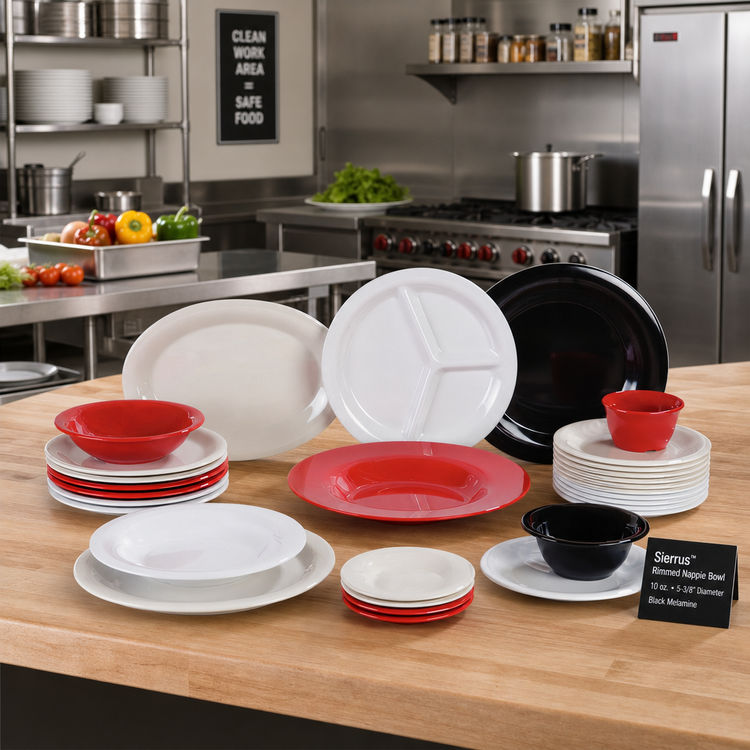 Product image #3 for Sierrus™ Rimmed Nappie Bowl, 10 oz, 5-3/8 Inch Diameter, Black Melamine