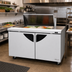Thumbnail image #2 for Turbo Air Super Deluxe 60-1/4 Inch Two-Section Sandwich/Salad Prep Table Refrigerator with 8-Pan Top and 2 Solid Doors