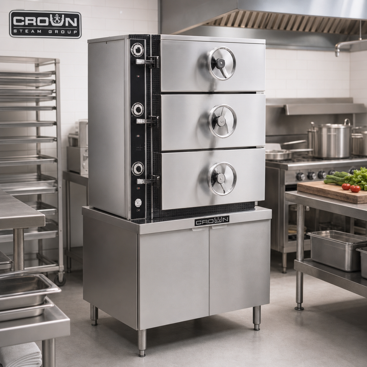 Product image #2 for Crown EC-2 Two Compartment Electric Pressure Steamer with Cabinet Base