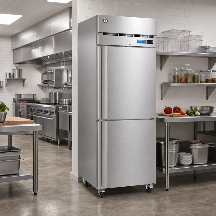 Product image #2 for Hoshizaki Steelheart 23.1 Cu. Ft. Stainless Steel One-Section Reach-In Freezer, Self-Contained, Standard Depth, Half-Height Solid Right-Hinged Doors