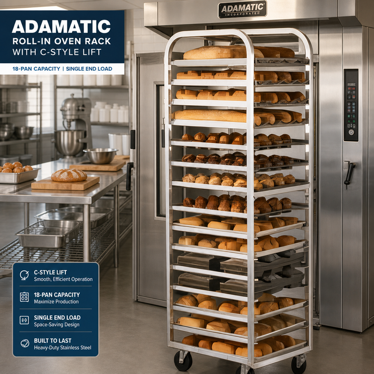 Product image #2 for Adamatic Roll-In Oven Rack with C-Style Lift, Single End Load, 18-Pan Capacity