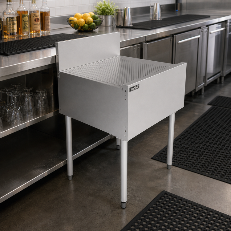 Product image #3 for Top Shelf 25-Inch Stainless Steel Freestanding Underbar Drainboard with 6-Inch Backsplash