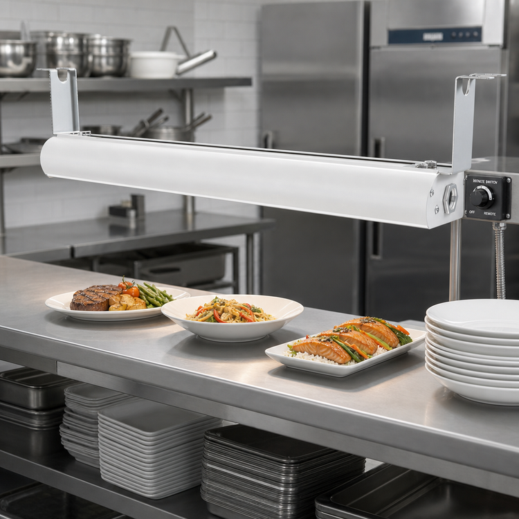 Product image #2 for Vollrath 84-Inch Low Profile Unlighted Strip Heat Lamp with Remote Infinite Switch, White Hammer Powder Coat Aluminum Housing