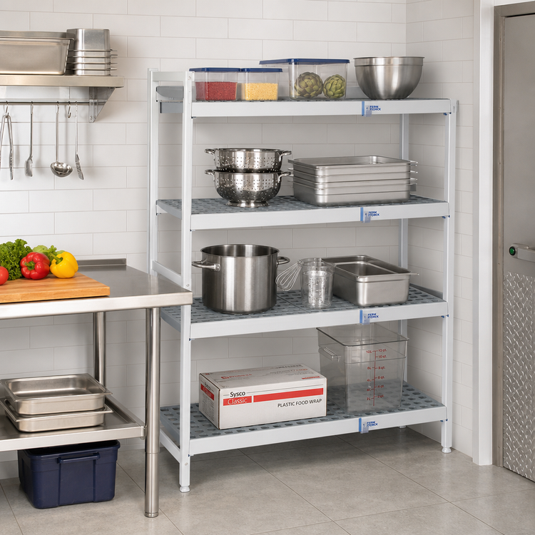 Product image #2 for Fermostock 4-Tier Corner Expansion Polymer Shelving Kit, 52W x 14D x 83H