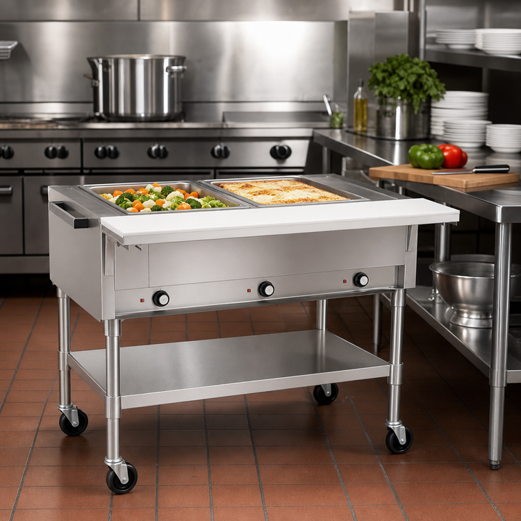 Product image #2 for Eagle Group Portable Electric Hot Food Table with 2 Dry Wells, Open Base, 36 Inch, 208V