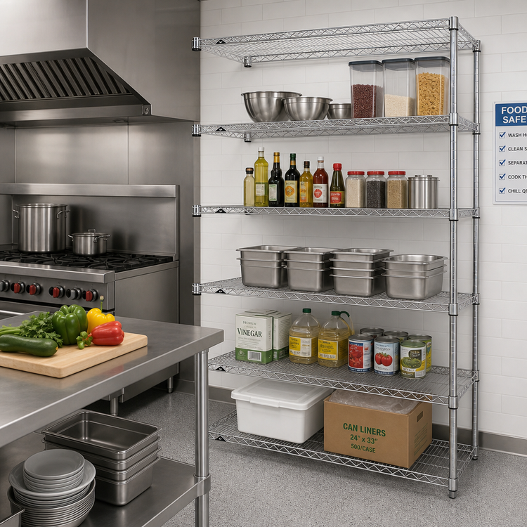 Product image #2 for Metro Super Erecta Add-On Wire Shelving Unit, 60W x 24D x 74H, 5 Shelves, Chrome Plated