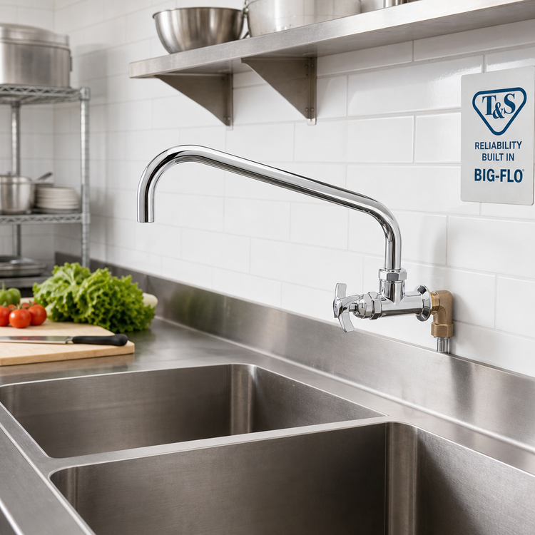 Product image #2 for T&S Brass Big-Flo Wall-Mount Faucet with 10-Inch Swivel Nozzle