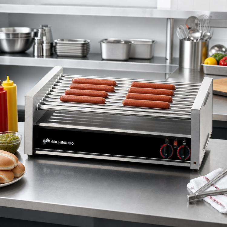 Product image #2 for Grill-Max 50-Hot-Dog Stadium Seating Roller Grill with Chrome-Plated Rollers