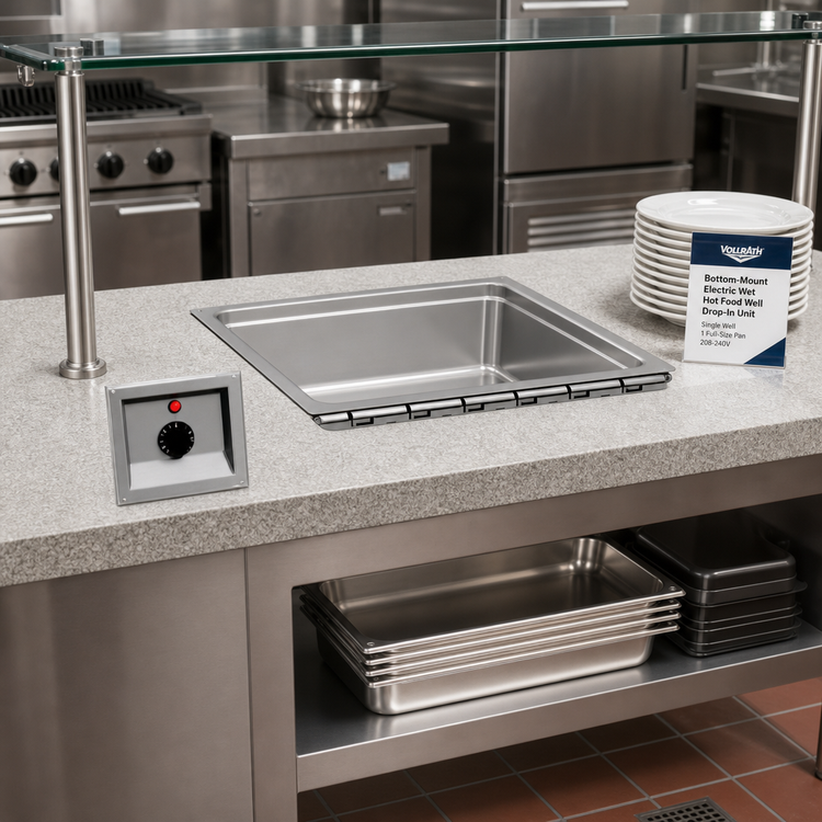 Product image #2 for Vollrath Bottom-Mount Electric Wet Hot Food Well Drop-In Unit, Single Well, 1 Full-Size Pan, 208-240V