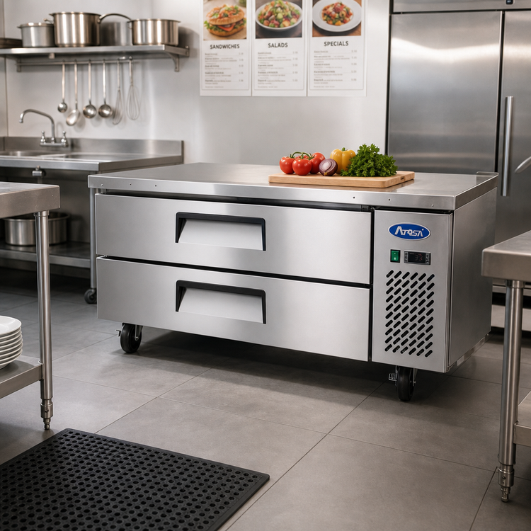 Product image #2 for Atosa Refrigerated Chef Base with 2 Drawers, 48-2/5 Inch Wide, Stainless Steel