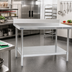 Thumbnail image #2 for Spec-Master Marine Series Stainless Steel Work Table with 4-1/2-Inch Backsplash and Adjustable Galvanized Undershelf, 120-Inch W x 24-Inch D