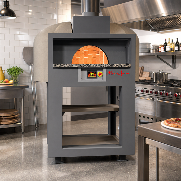 Product image #2 for Marra Forni Enclosed Facade EF80G Gas-Fired Brick Pizza Oven with 31.5-Inch Round Deck and Stand