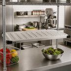 Thumbnail image #2 for Metro Super Erecta 2130LS Louvered Embossed Stainless Steel Shelf with Raised Ship's Edge, 30"W x 21"D