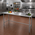 Thumbnail image #2 for Advance Tabco 108 Inch x 36 Inch 16-Gauge 304 Stainless Steel Open Base Work Table with Galvanized Legs