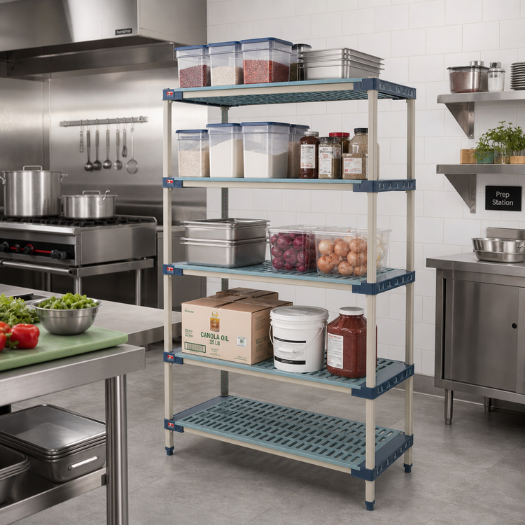 Product image #2 for MetroMax 4 5-Shelf Freestanding Polymer Starter Shelving Unit, 24 in. W x 21 in. D x 74 in. H, Blue