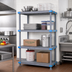 Thumbnail image #2 for Quantum Millenia Polymer Shelving Unit with 3 Open and 1 Solid Grid Shelves, 72W x 24D x 86H, Gray