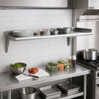 Thumbnail image #2 for Eagle Group Snap-n-Slide SWS1260-14/3 Wall-Mounted Shelf, 60"W x 12"D, Rolled Front Edge, 14-Gauge 304 Stainless Steel