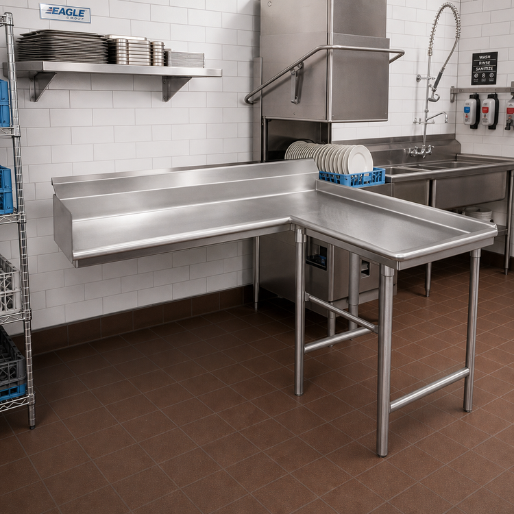 Product image #2 for Eagle Group Clean Island Dishtable, Right-Hand, 96-Inch, 16/430 Stainless Steel