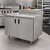 Thumbnail image #2 for Advance Tabco Special Value Series Economy Enclosed Work Table, 36 x 24 Inch, Cabinet Base, 16 Gauge 304 Stainless Steel Top, 5 Inch Backsplash
