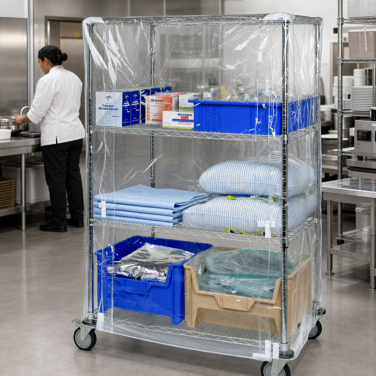 Product image #2 for Quantum Clear Vinyl Wire Cart Cover with Zipper Flap, 24 x 60 x 63 Inches