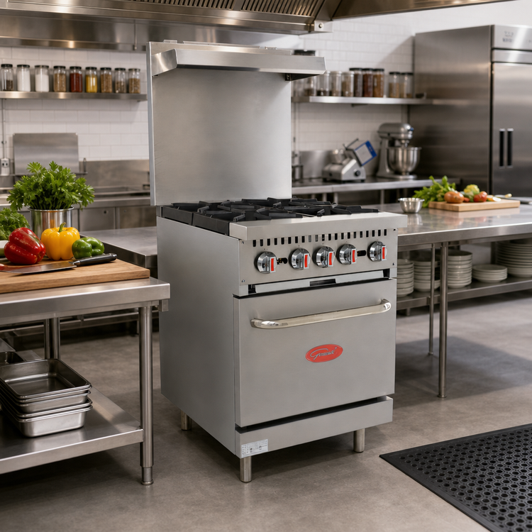 Product image #3 for General 24-Inch LP Gas Commercial Range with 4 Open Burners and 20-Inch Oven, Stainless Steel