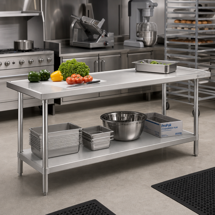 Product image #2 for Advance Tabco 72" x 24" 14 Gauge 304 Stainless Steel Work Table with Galvanized Undershelf