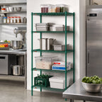 Thumbnail image #3 for Metro Super Erecta 5AN417K3 5-Shelf Add-On Wire Shelving Unit, 24"W x 21"D x 74"H, Green Epoxy Finish