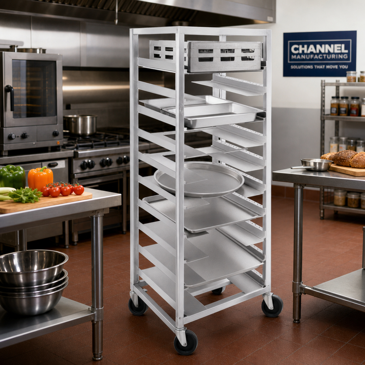 Product image #2 for Channel Manufacturing UR-13 Mobile All-Welded Aluminum Universal Pan Rack, 13-Pan Capacity, 25.5 x 26 x 70 Inches