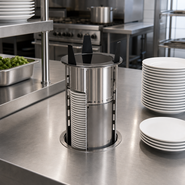 Product image #2 for Atlas Metal PDS-10-1/8 Drop-In Shielded Self-Leveling Stainless Steel Plate Dispenser