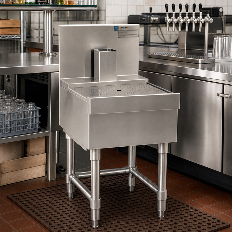 Product image #2 for Spec-Bar 24-Inch x 19-Inch Freestanding Stainless Steel Beer Drainer with Removable Insert