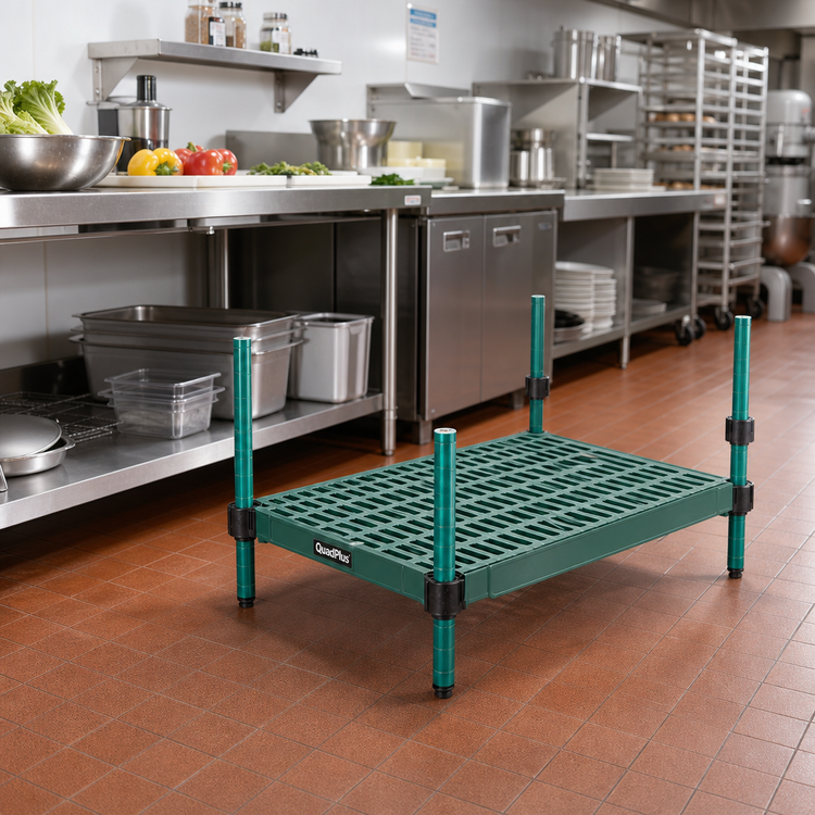 Product image #2 for QuadPlus 72" x 24" Louvered Green Polymer Shelf Mat with Quad-Adjust Frame