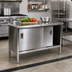 Thumbnail image #2 for John Boos Enclosed Stainless Steel Work Table with Sliding Doors, 48 x 24 Inches, 14-Gauge 300 Series Flat Top