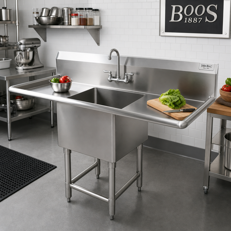 Product image #2 for John Boos Pro-Bowl 1-Compartment Stainless Steel Sink with Dual 24-Inch Drainboards, 18 x 18 x 12-Inch Bowl