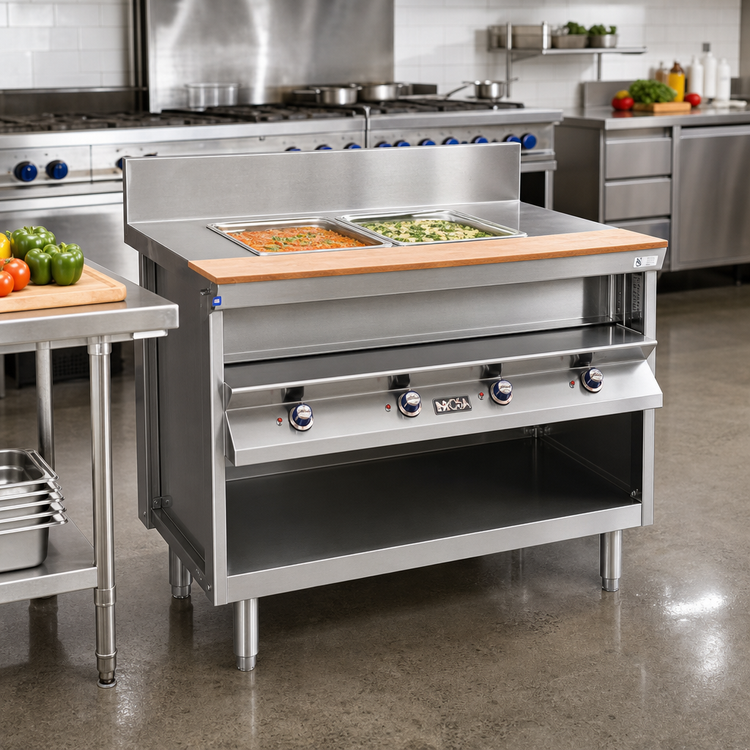 Product image #2 for 30-Inch x 28-Inch Electric Modular Hot Food Table with 2 Wet/Dry Wells and Open Cabinet Base