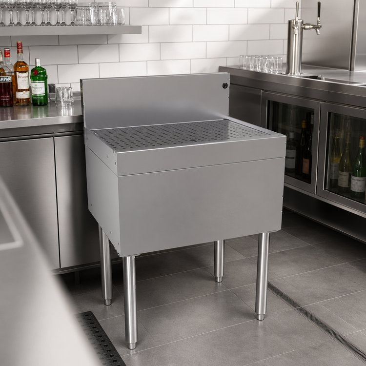 Product image #2 for Glastender Free Standing Stainless Steel Underbar Drainboard with Removable Perforated Insert, 30 x 19 Inches