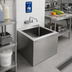 Thumbnail image #2 for Omcan USA Floor-Mount Stainless Steel Mop Sink with 28 x 20 x 12-Inch Deep Bowl and Drain Basket