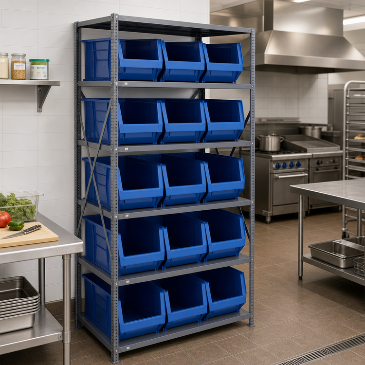 Product image #2 for Quantum Heavy-Duty Wire Shelving Unit with 8 Shelves and 15 Storage Bins, 24 x 36 x 75 Inches
