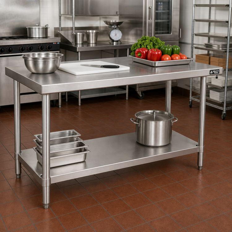 Product image #2 for Advance Tabco 18 Gauge Stainless Steel Undershelf for 48 x 24 Inch Work Tables