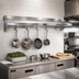 Thumbnail image #2 for John Boos Stallion 48 x 18 Inch Wall-Mounted Stainless Steel Pot Rack Shelf with 4 Hooks