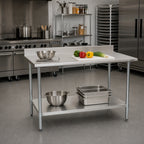 Thumbnail image #2 for Eagle Group BlendPort® BPT-2448B-BS 48 x 24-Inch 430 Stainless Steel Work Table with 4-1/2-Inch Backsplash and Undershelf