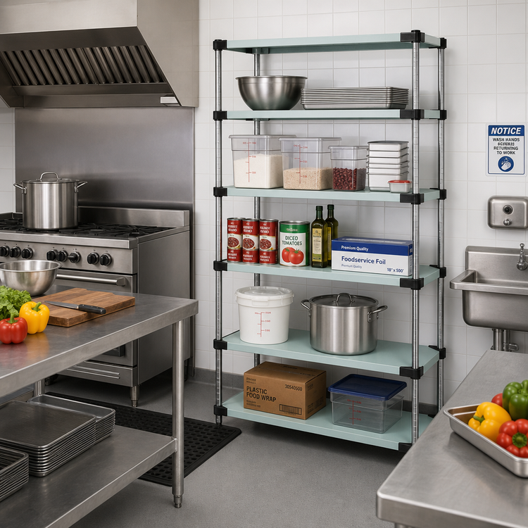 Product image #2 for Quantum 30 Inch x 18 Inch x 86 Inch Solid Stainless Steel Shelving Starter Kit