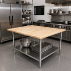 Thumbnail image #2 for BK Resources MFTS-6036 60" x 36" Hard Maple Top Work Table with Stainless Steel Undershelf
