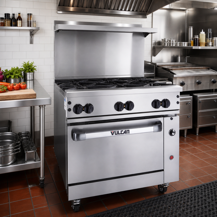 Product image #3 for Vulcan Endurance 36-Inch Propane Gas Restaurant Range with 6 Open Burners and Convection Oven