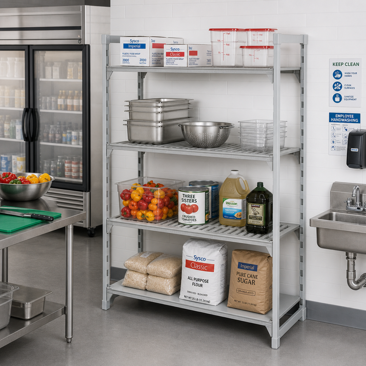 Product image #3 for Camshelving Premium 4-Tier Polymer Add-On Shelving Unit, 21 x 42 x 72 Inches, Vented and Solid, Speckled Gray