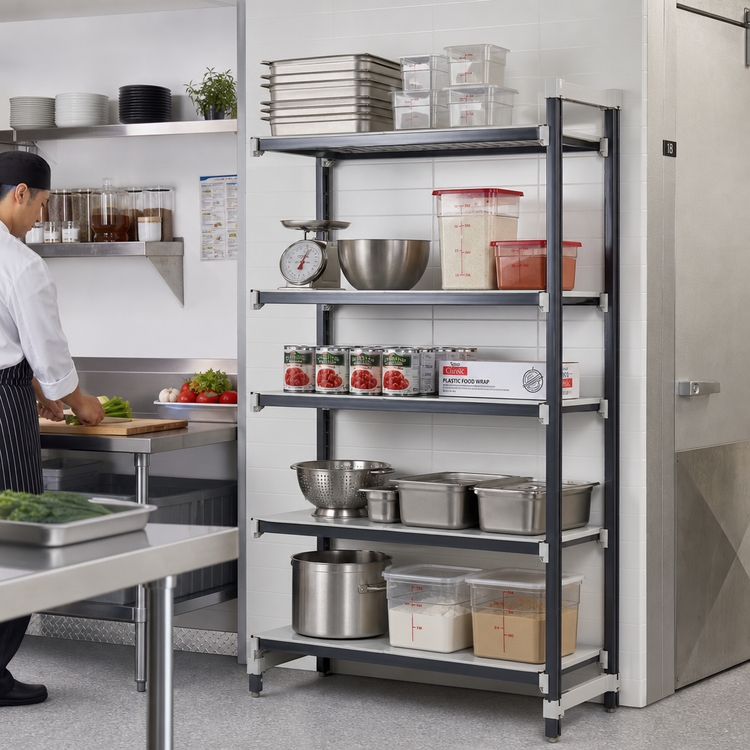 Product image #2 for Cambro Camshelving Elements XTRA Stationary Solid Add-On Shelving Unit, 24-Inch Deep x 42-Inch Wide x 84-Inch High, 5-Shelf